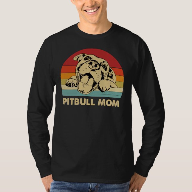 Pitbull Mamma med Cute Pitty Ansikte Funny Pitbull T Shirt (Framsida)