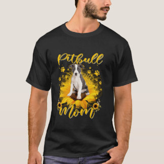 Pitbull Mamma med Solros Hund Mor Da T Shirt