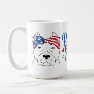 Pitbull Mamma Patriotisk Amerikansk Flagga Pit Bul Kaffemugg