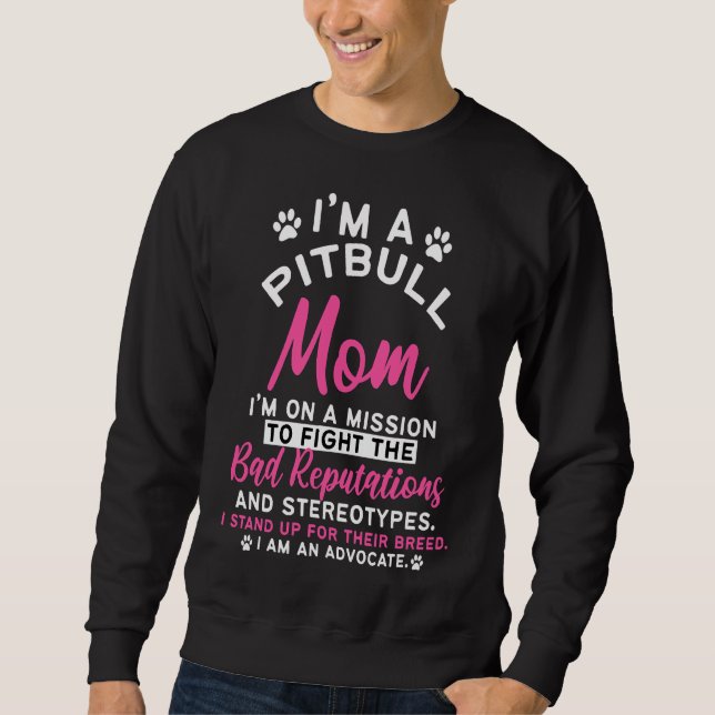 Pitbull Mamma Pit Bull Terrier Lång Ärmad Tröja (Framsida)