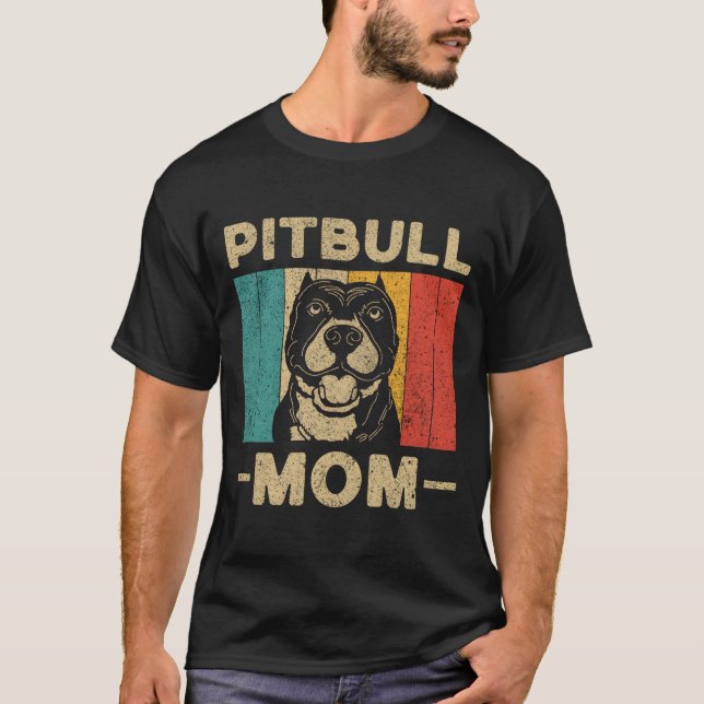 Pitbull Mamma Pitbull Ägare T Shirt (Framsida)