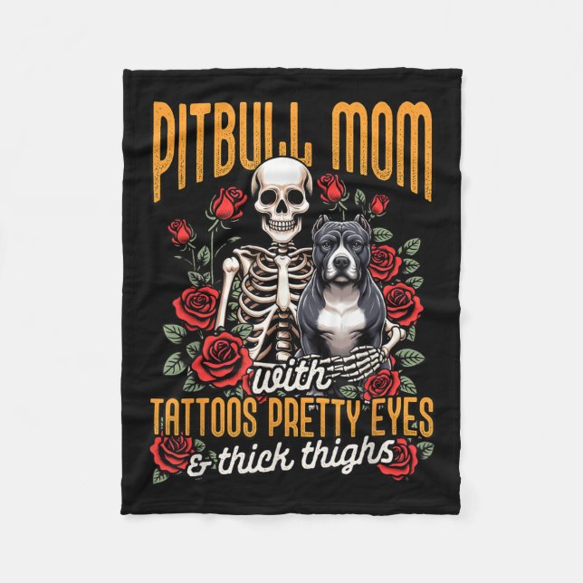 Pitbull Mamma Pittie Mamma Hund Mamma Pitbull Mamm Fleecefilt (Framsidan)