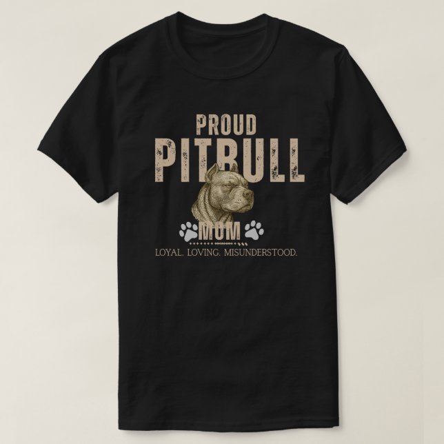 Pitbull Mamma Present T-Shirt – Stolt Pitbull Ägar (Design framsida)