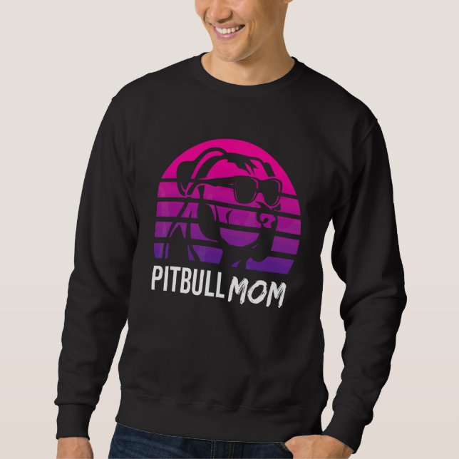 Pitbull-Mamma Retro 80-Tal Pitbull Hund 1 Lång Ärmad Tröja (Framsida)