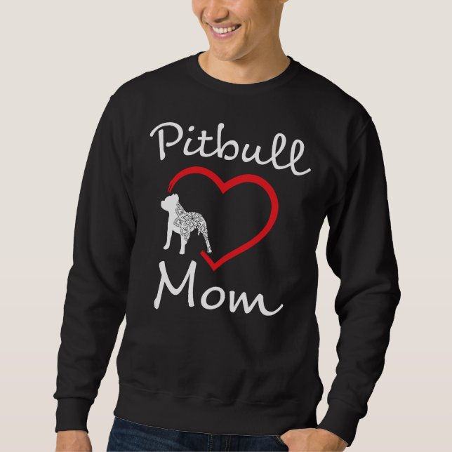 Pitbull Mamma Womens Pit Bull Dog Awareness Heart  Lång Ärmad Tröja (Framsida)