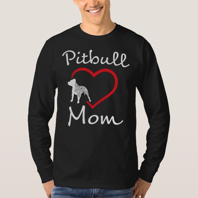 Pitbull Mamma Womens Pit Bull Dog Awareness Heart  T Shirt (Framsida)