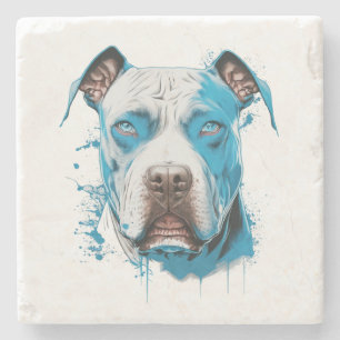 Pitbull med Blue Ögon HUND ÄLSKARE Stenunderlägg