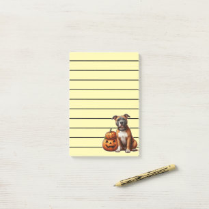 Pitbull med Halloween Pumpkins Post-it Block