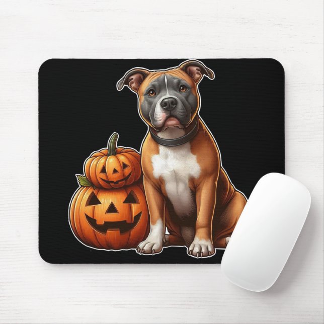 Pitbull med halloweenpumpor musmatta (Med mus)