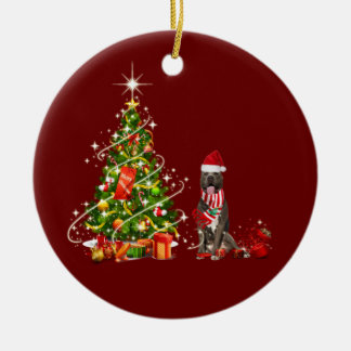 pitbull med hög julklapp julgransprydnad keramik