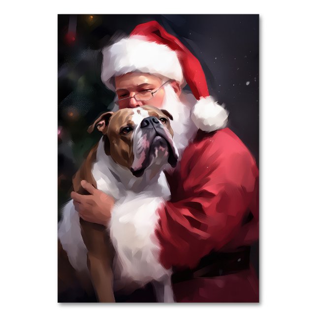 Pitbull med Jultomten i julafton Bordsnummer (Framsidan)