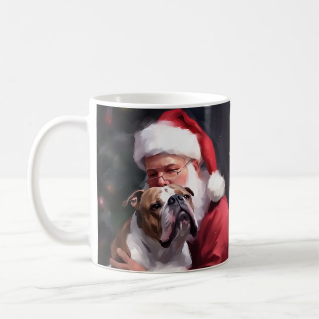 Pitbull med Jultomten i julafton Kaffemugg (Vänster)