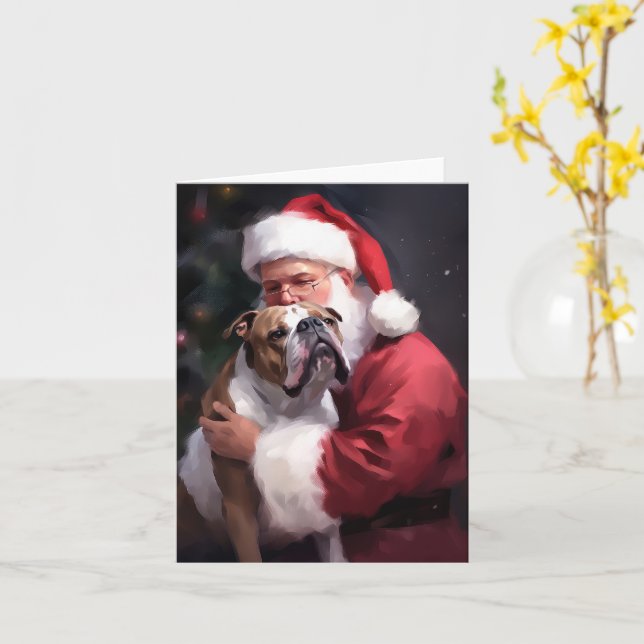 Pitbull Med Tomte Festive Jul Kort (Gul blomma)
