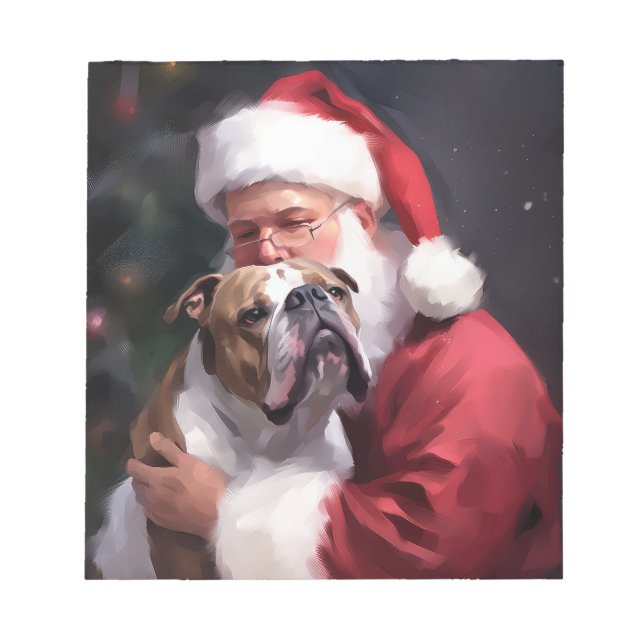 Pitbull med Tomte Julfirande Julfirande Julen Anteckningsblock (Framsida)