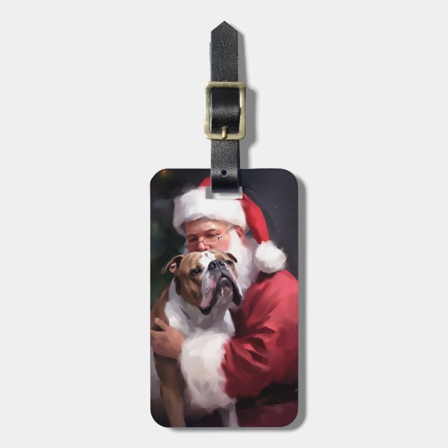 Pitbull med Tomte Julfirande Julfirande Julen Bagagebricka (Vertikal Framsida)