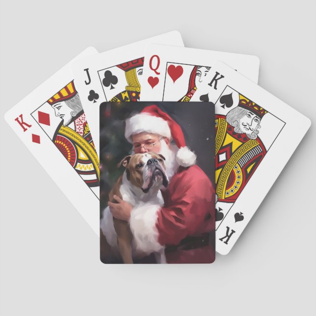 Pitbull med Tomte Julfirande Julfirande Julen Casinokort (Baksidan)
