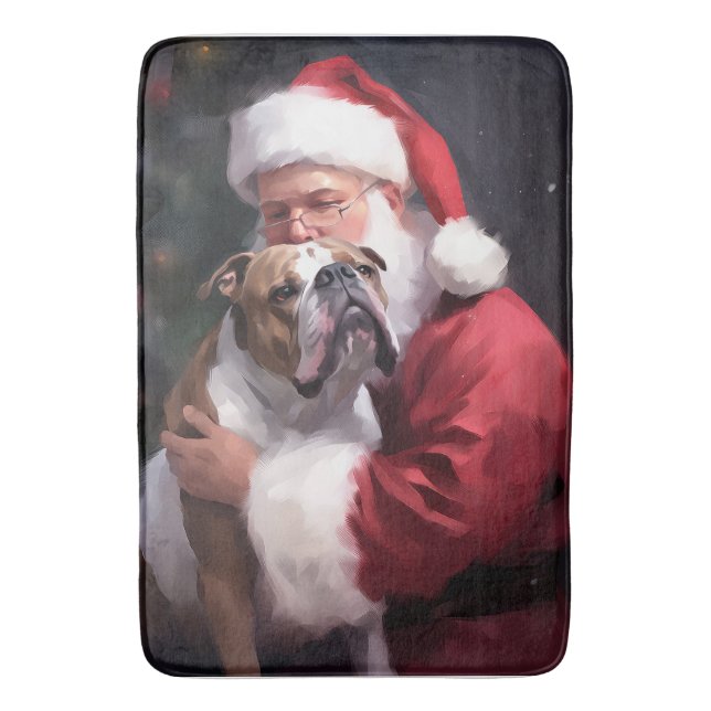 Pitbull med Tomte Julfirande Julfirande Noël Badrumsmatta (Framsidan (Vertikal))