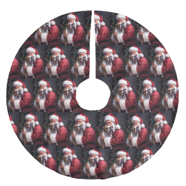 Pitbull med Tomte Julfirande Julfirande Noël Julgransmatta Borstad Polyester (Framsidan)