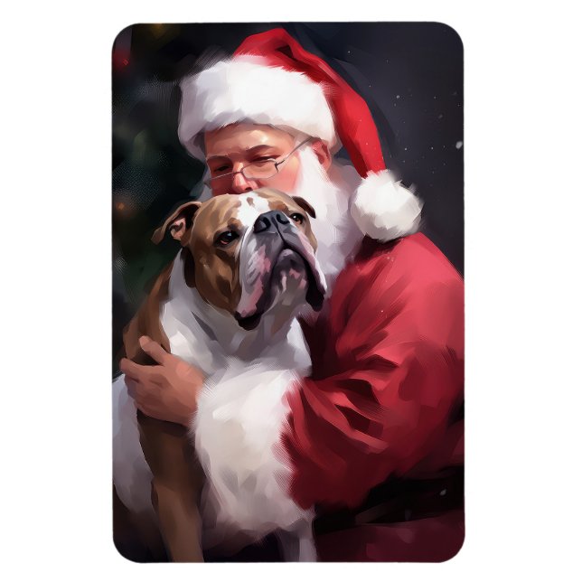 Pitbull med Tomte Julfirande Julfirande Noël Magnet (Vertikal)
