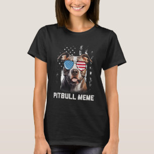 Pitbull Meme American Flagga Sunglass 4:e juli T Shirt