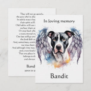 Pitbull Memorial Dikt Vingar Lägg till vattenfärg  Tack Kort