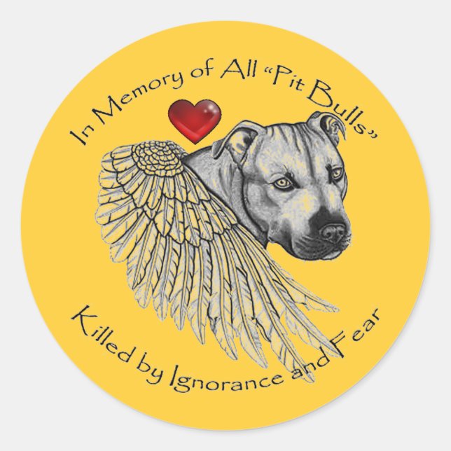 Pitbull Memorial Stickers Runt Klistermärke (Framsida)
