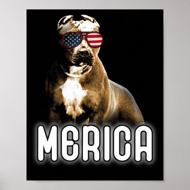 Pitbull Merica Patriotic Hund Pit Bull Patriot Poster (Framsidan)