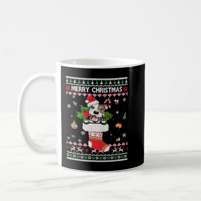 Pitbull Merry Pitmas-julen Ljus för Pitbull Kaffemugg (Vänster)