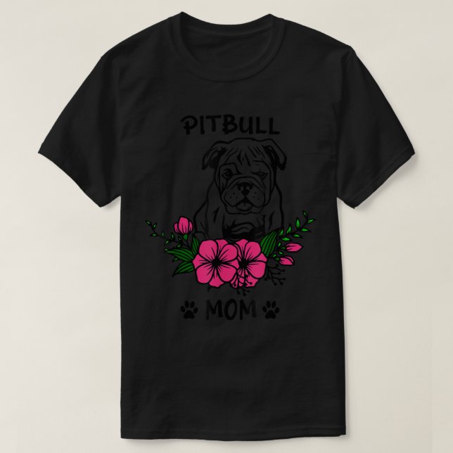 Pitbull Mom Dog Mothers Pet Cute Spring Floral Flo T Shirt (Design framsida)