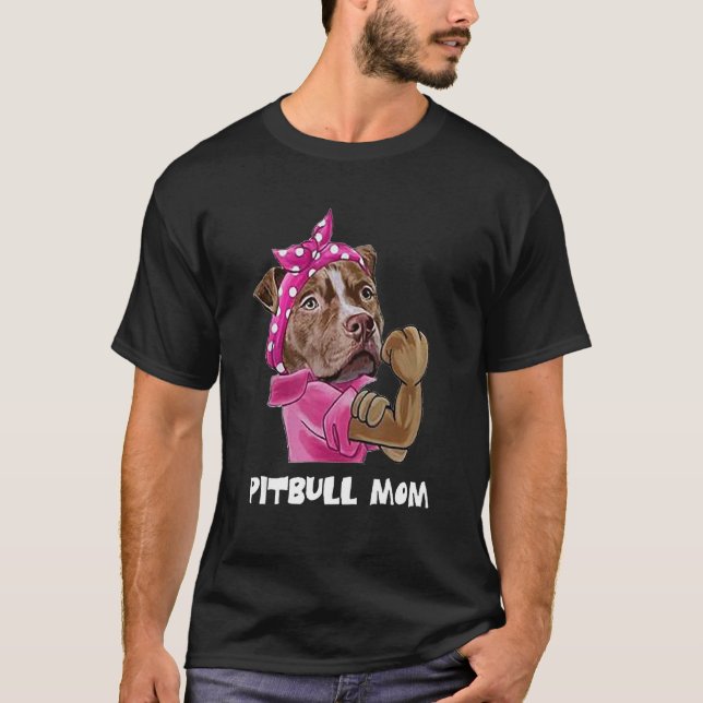 Pitbull Mom Ladies Dogs Tee (Framsida)