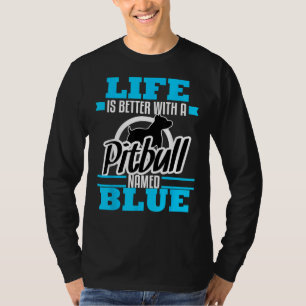 Pitbull Named Blue Hund Pappa Rädding Awareness 35 T Shirt
