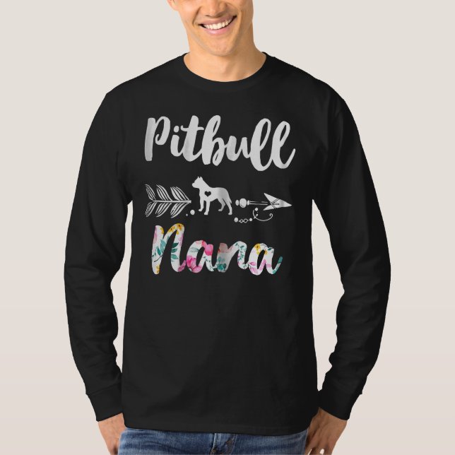 Pitbull Nana Pitbull Cute Womens Grandma Tees T Shirt (Framsida)