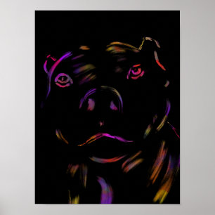 Pitbull Neon Hand plockade Art Poster
