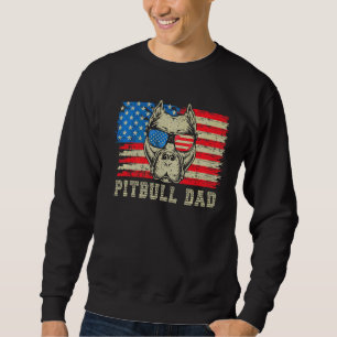 Pitbull Pappa American Pit Bull Dog Us Flagga 4:e Lång Ärmad Tröja