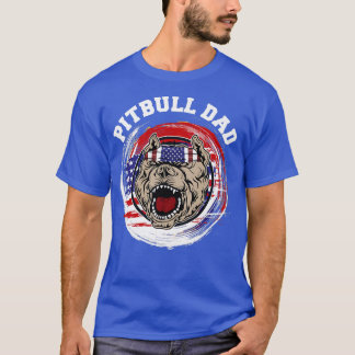 Pitbull Pappa American Pit Bull Dog US Flagga 4:e  T Shirt