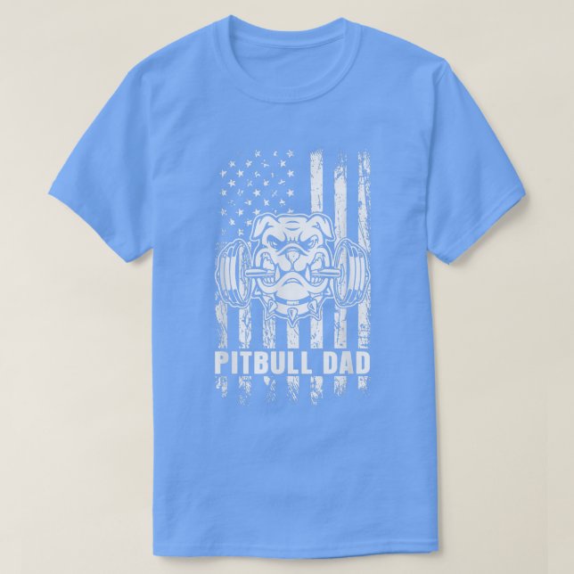 Pitbull Pappa American Pit Bull Dog US Flagga 4:e  T Shirt (Design framsida)