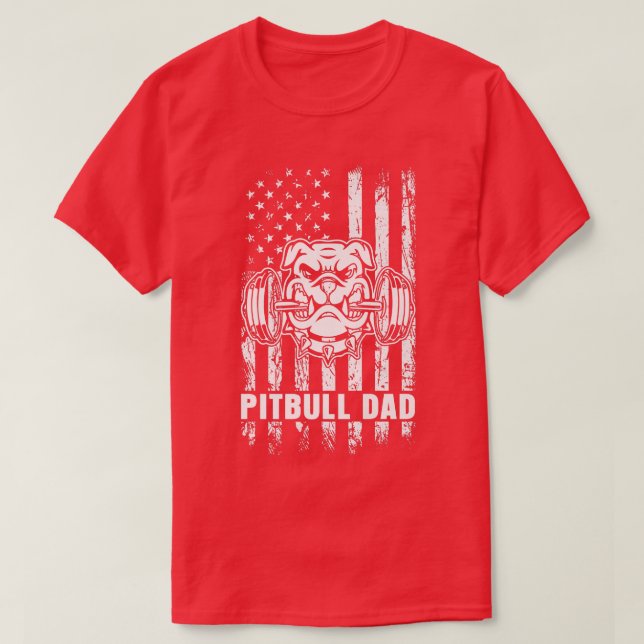 Pitbull Pappa American Pit Bull Dog US Flagga 4:e  T Shirt (Design framsida)