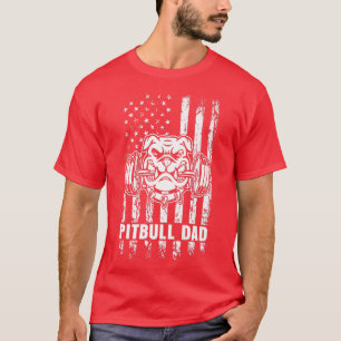 Pitbull Pappa American Pit Bull Dog US Flagga 4:e T Shirt
