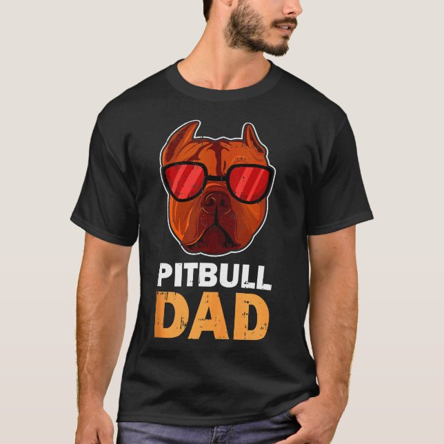 Pitbull Pappa Coola Funny Pitbull Hund T Shirt (Framsida)