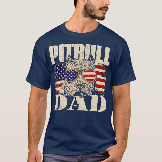 Pitbull Pappa Hund älskare Pibble Pittie Pit Bull T Shirt (Framsida)