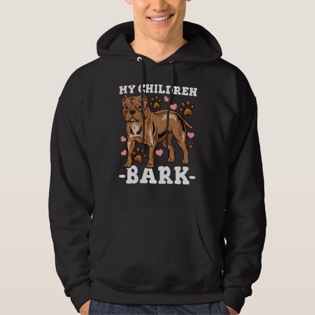 Pitbull Pappa Mamma Hoodie (Framsida)