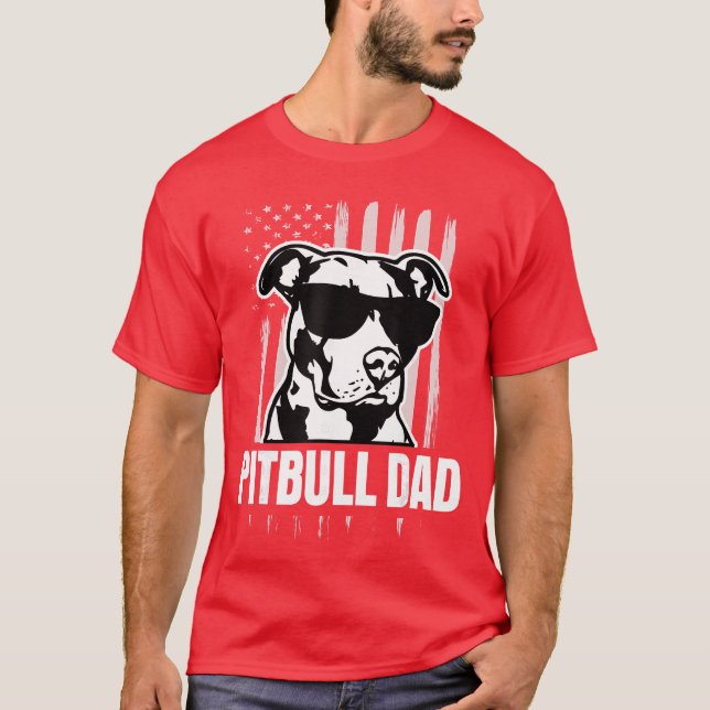 Pitbull Pappa Män Pitbull Älskare Present till Hun T Shirt (Framsida)