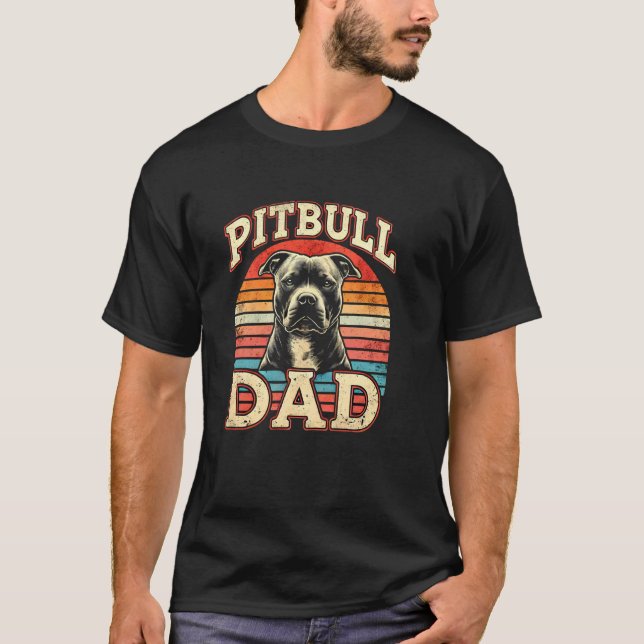Pitbull Pappa, Pappa Älskar Hundar T Shirt (Framsida)