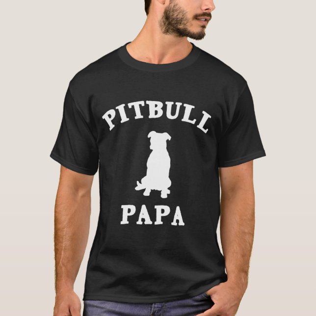 Pitbull Pappa-Pitbull-Manar Pitbull Shir T Shirt (Framsida)