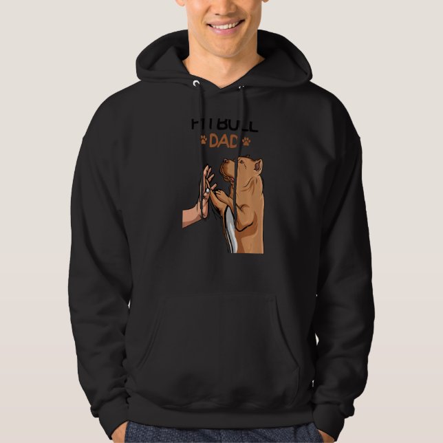 Pitbull Pappa Pittie Hund Manar Hoodie (Framsida)