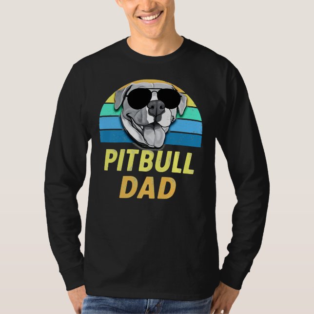 Pitbull Pappa Retro Funny Pit Bull Awareness T Shirt (Framsida)