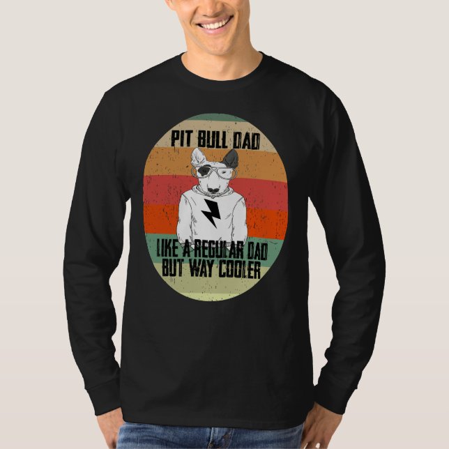 Pitbull Pappa som ett vanligt Pappa men ett färgdj T Shirt (Framsida)