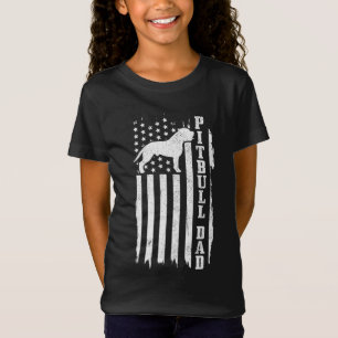 Pitbull Pappa Vintage American Flagga Patriotic Pi T Shirt