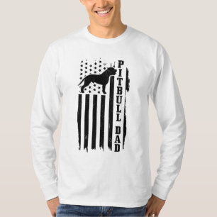 Pitbull Pappa Vintage American Flagga Patriotic Pi T Shirt
