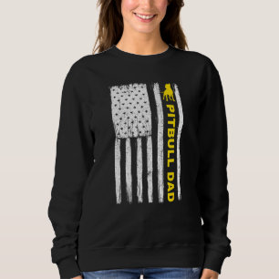 Pitbull Pappa Vintage Patriotic med amerikansk Fla T Shirt